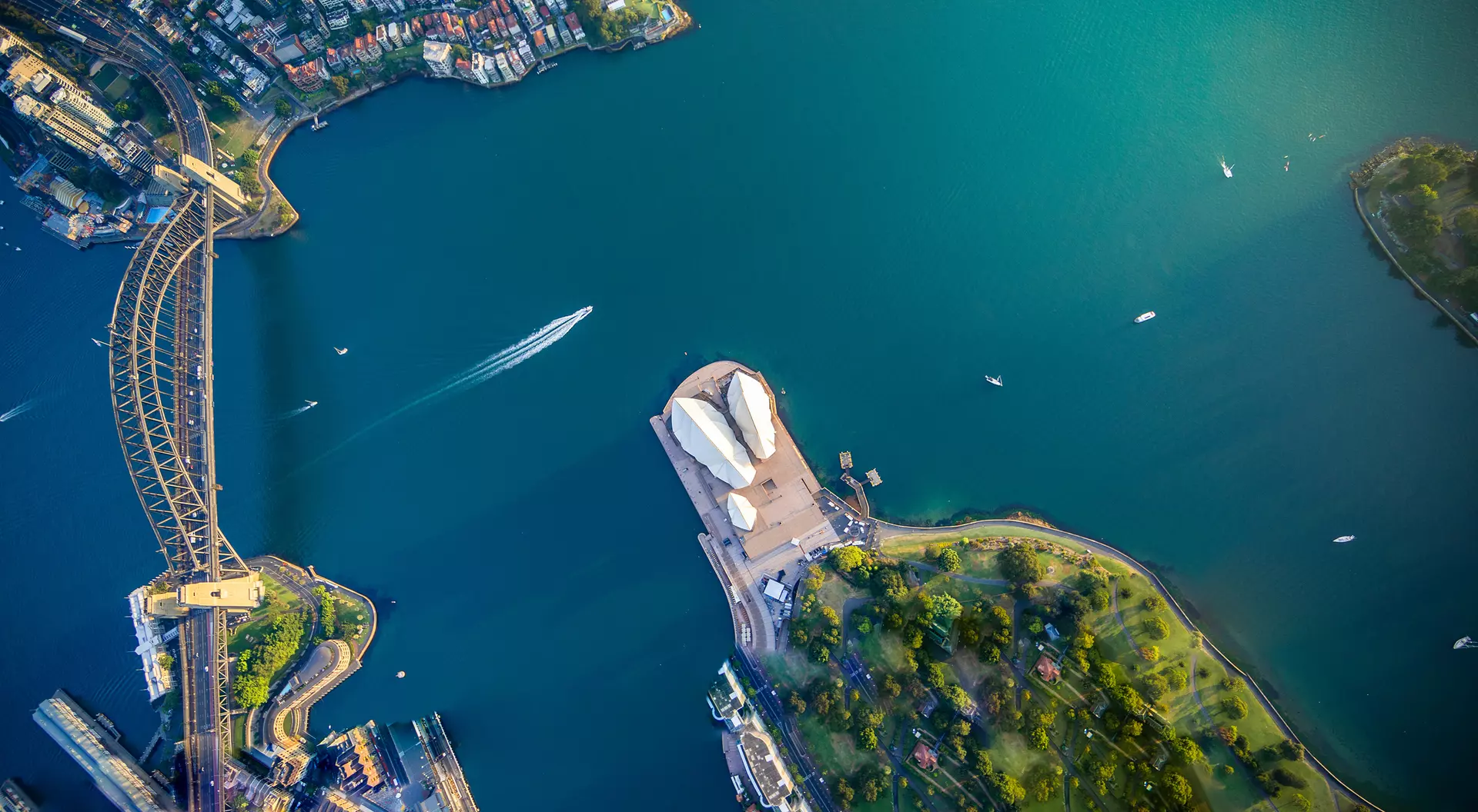 Aerial of Sydney Harbour at New South Wales, Australia