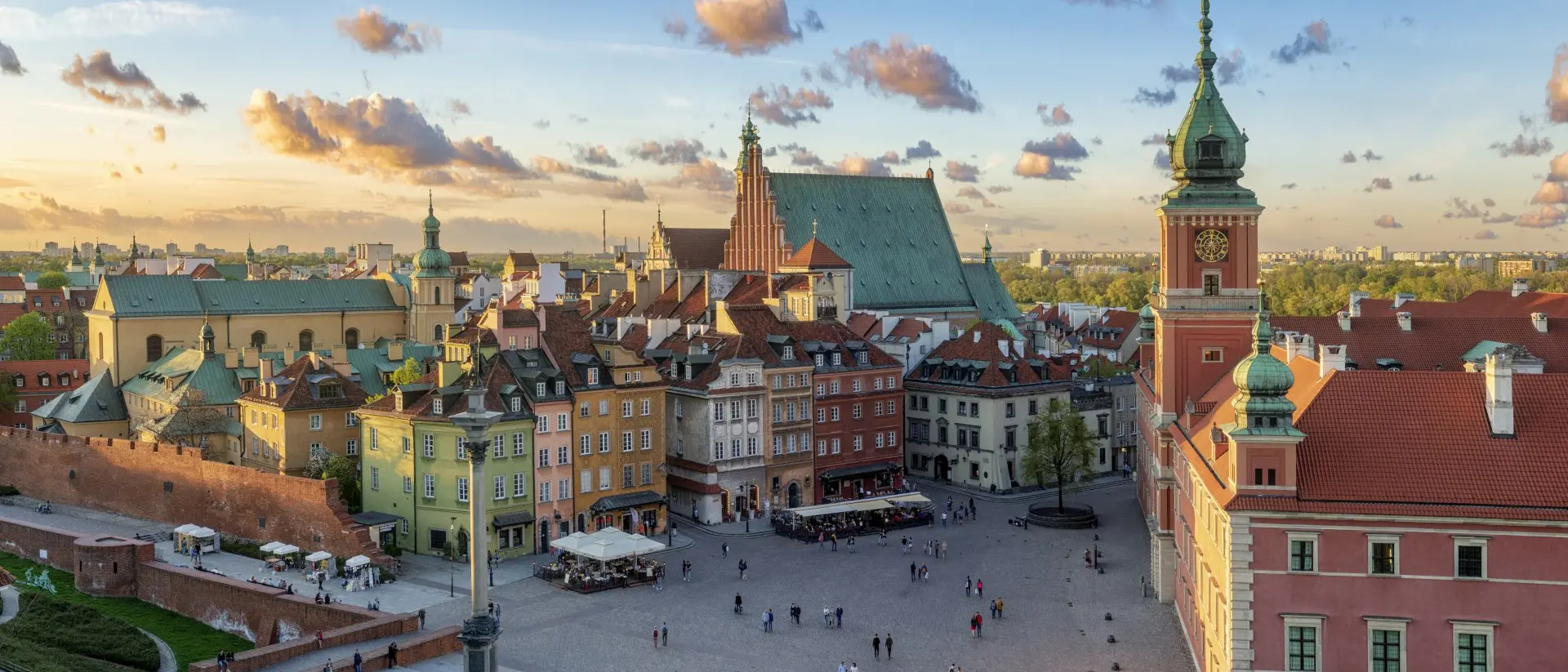 Royal castle and old town at sunset