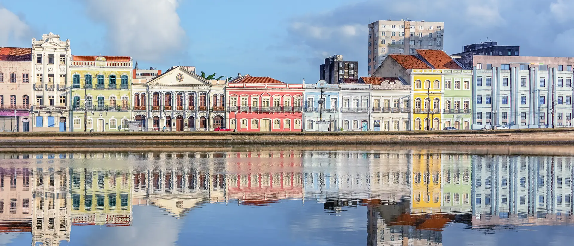 Capibaribe River Colourful buidings line Aurora Street, located on the left bank of the Capibaribe River, Recife