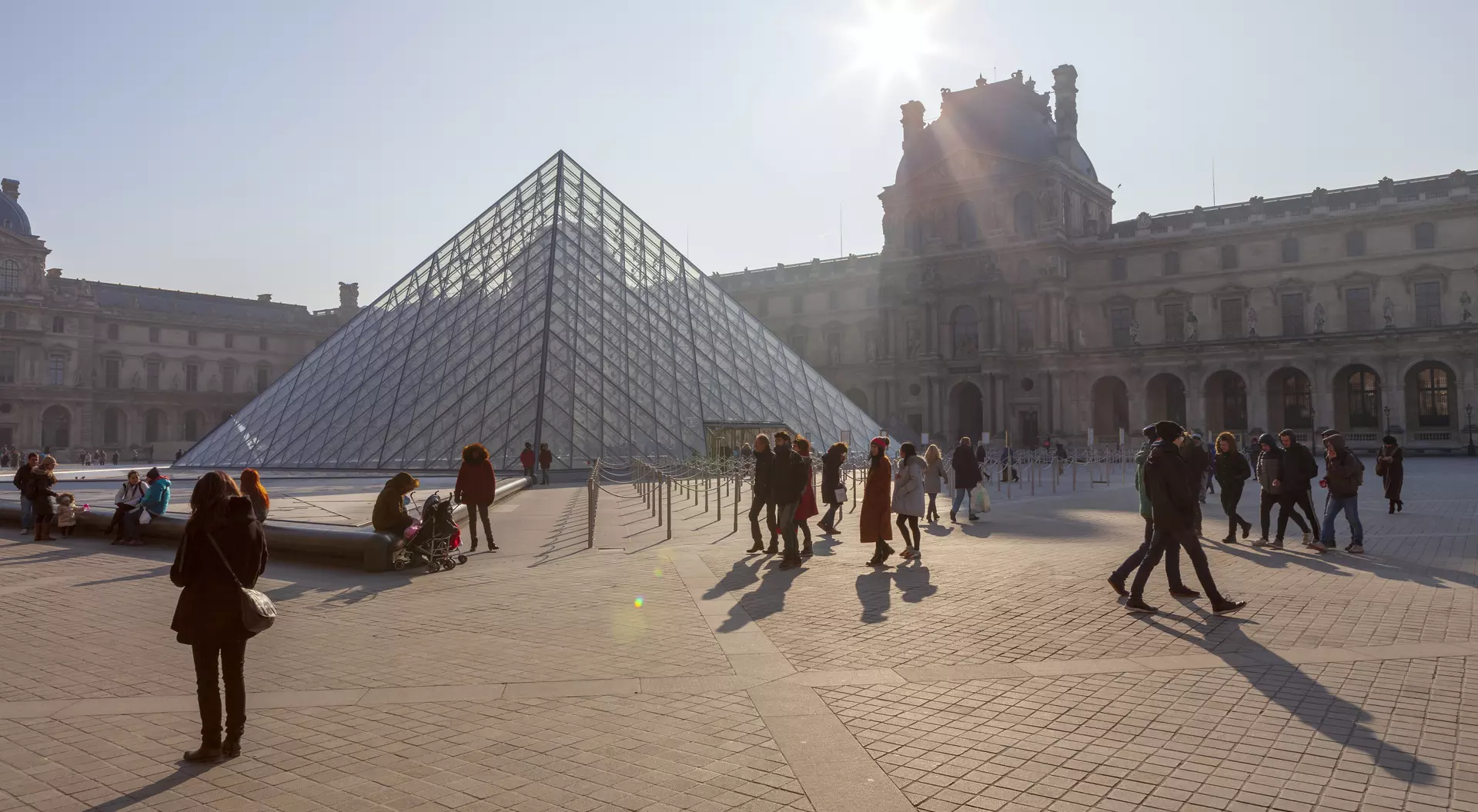 France Louvre museum at dusk