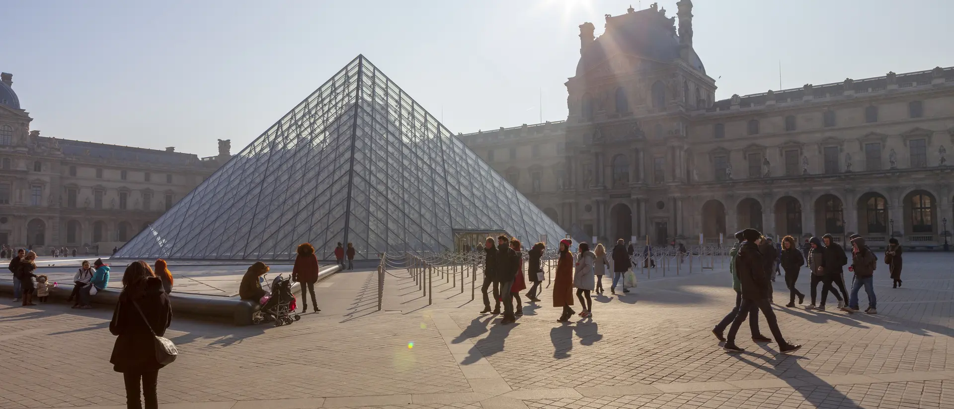France Louvre museum at dusk