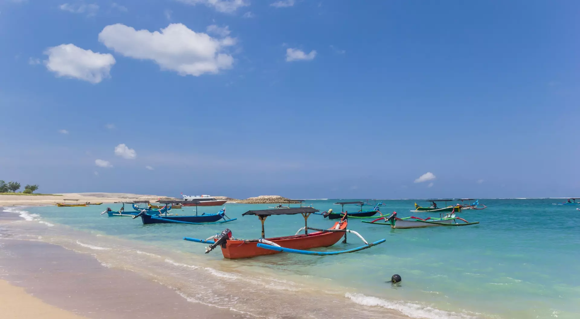 Jimbaran Beach Traditional Balinese fishing boats at the beach