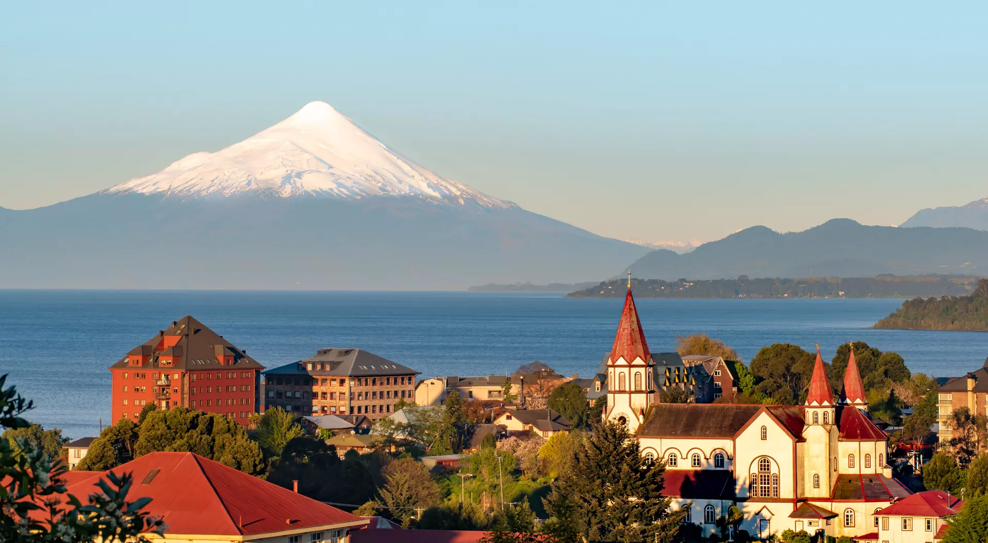 Llanquihue Lake View of Puerto Varas with Osorno Volcano and Llanquihue Lake in the background