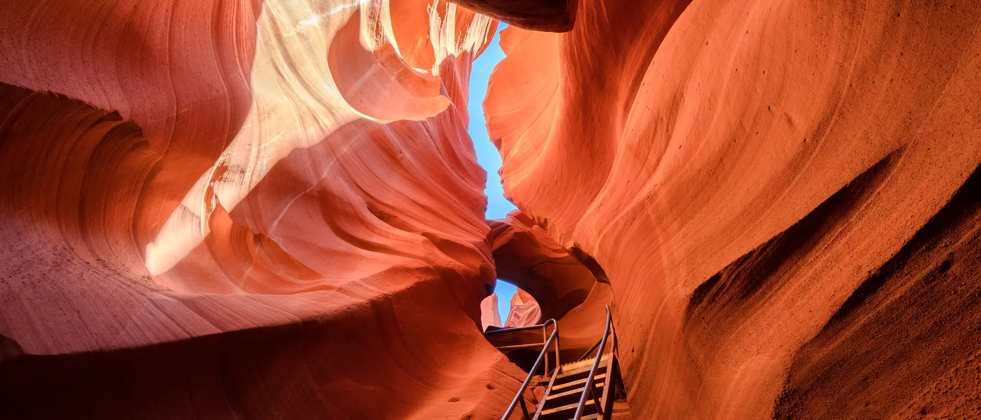 The afternoon sun streaming into the beautiful lower Antelope Canyon
