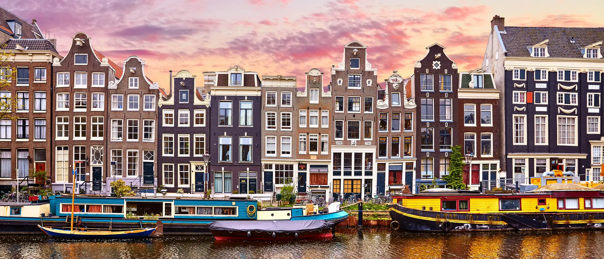 Amstel River Floating Houses and houseboats and boats at channels by banks