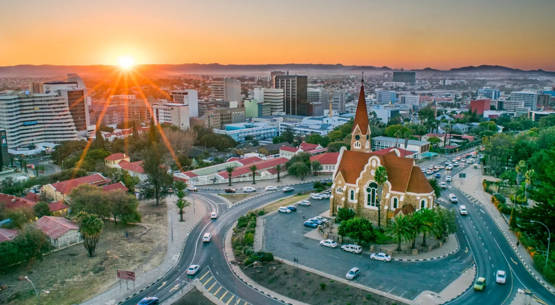 Christuskirche Aerial view showcases a timeless fusion of architecture, with Christ Church anchoring its dynamic growth.