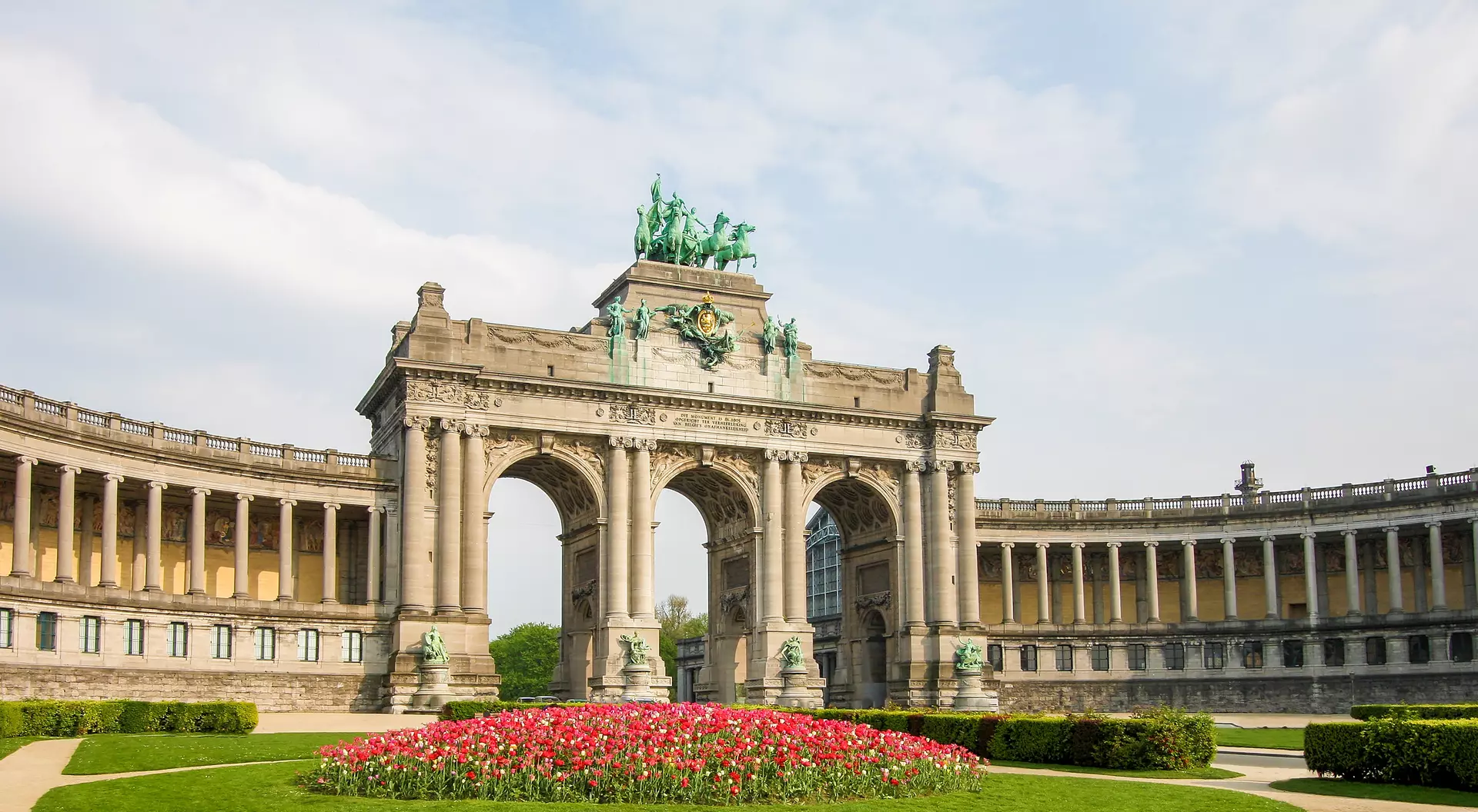 The Triumphal Arch, Brussells The Triumphal Arch (Arc de Triomphe) in the Parc du Cinquantenaire or Jubelpark in the European Quarter in Brussels