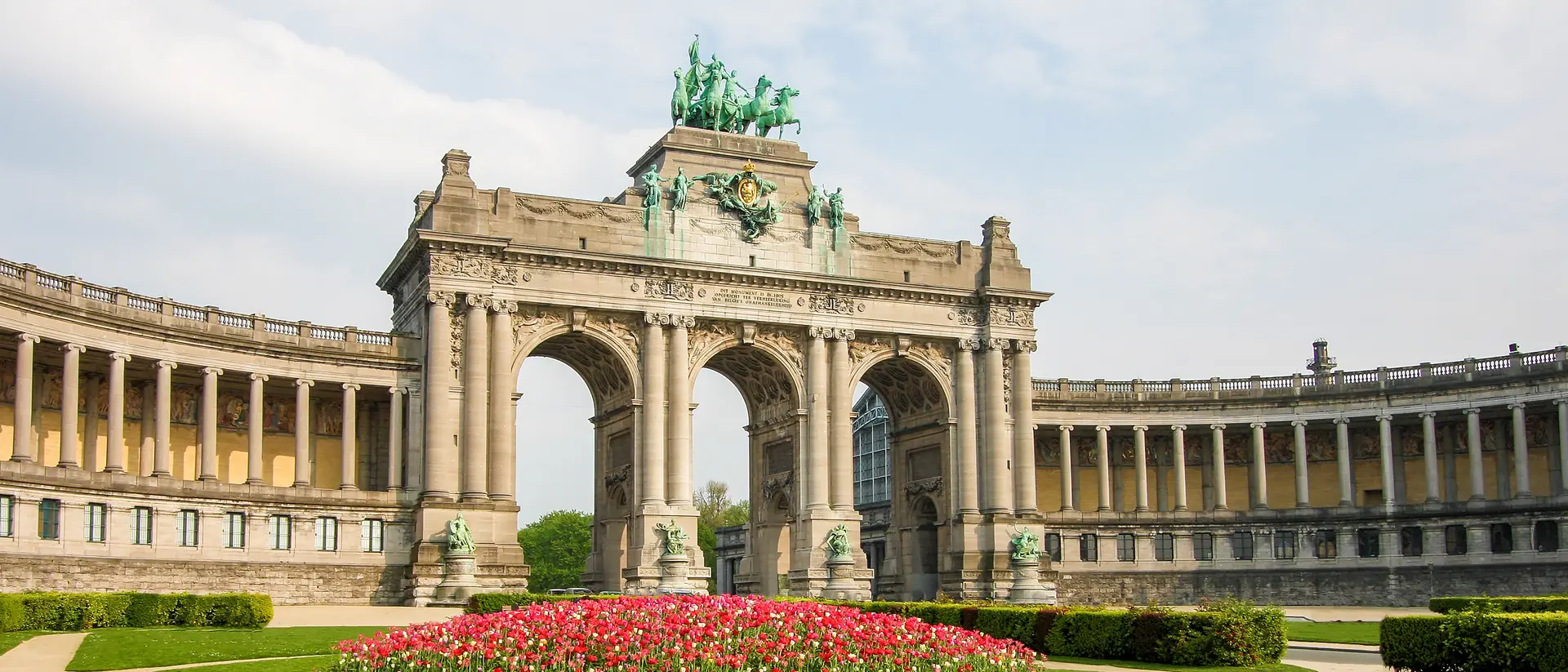 The Triumphal Arch, Brussells The Triumphal Arch (Arc de Triomphe) in the Parc du Cinquantenaire or Jubelpark in the European Quarter in Brussels
