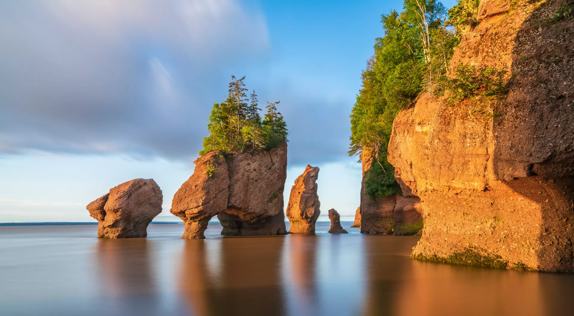 Saint John, Canada Hopewill Rock at sunrise during high tide in the Bay of Fundy