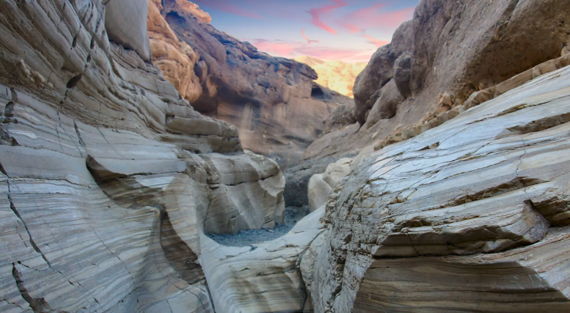 Death Valley, California Eroded rock formations in the mosaic canyon