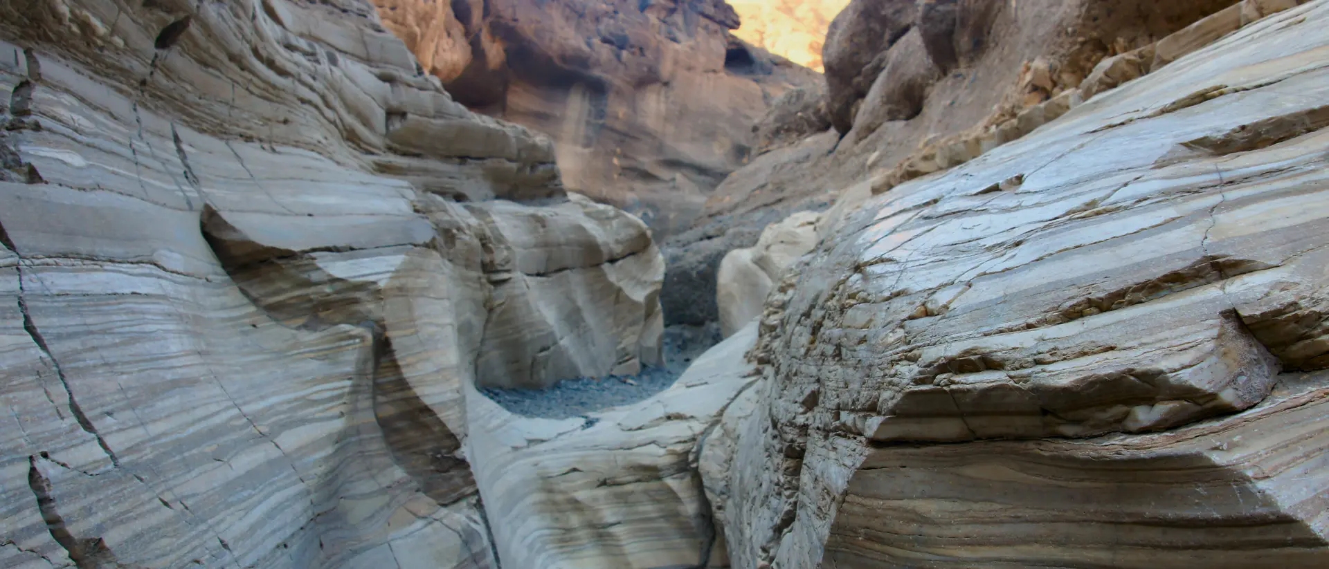 Eroded rock formations in the mosaic canyon