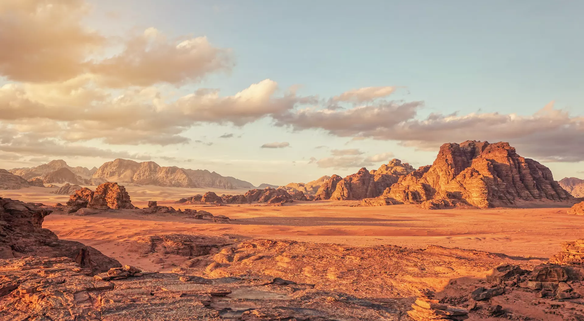 Red Mars like landscape in Wadi Rum desert, Jordan