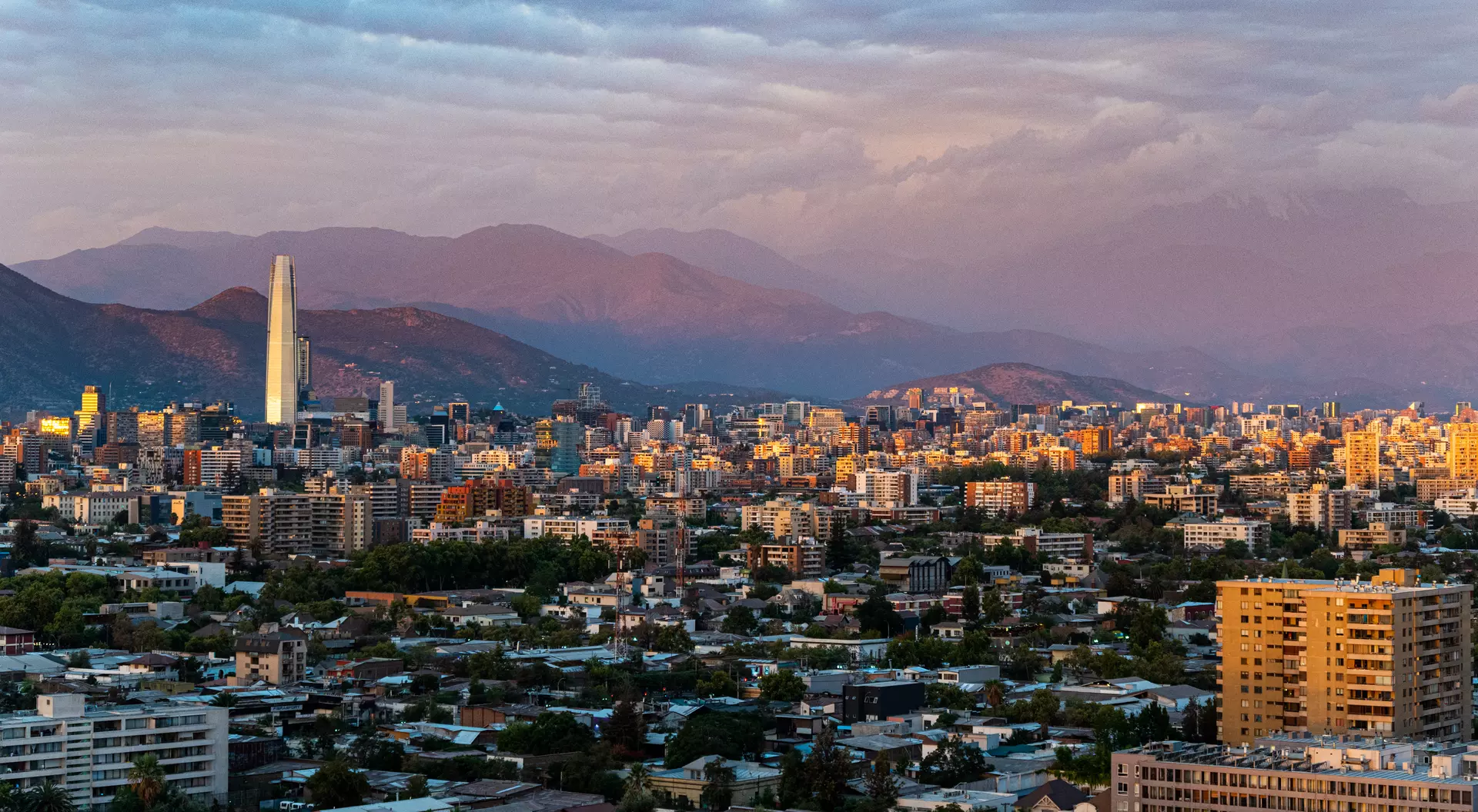 Santiago View of Santiago de Chile City in front of the Andes mountains