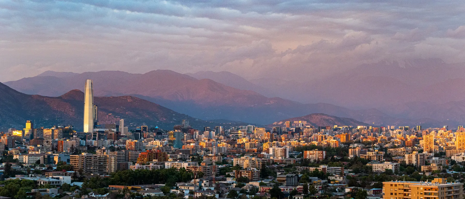 Santiago View of Santiago de Chile City in front of the Andes mountains