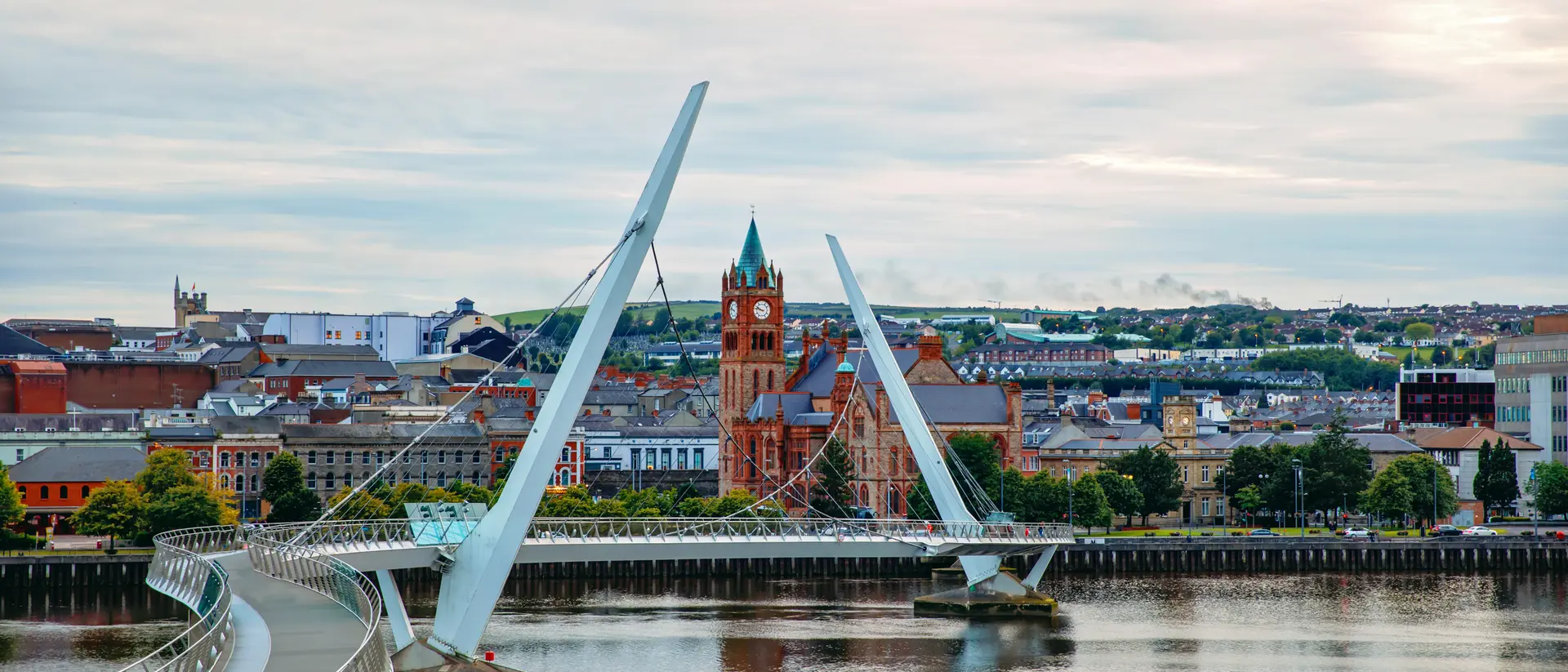 Peace Bridge Illuminated Peace bridge in Derry Londonderry, City of Culture