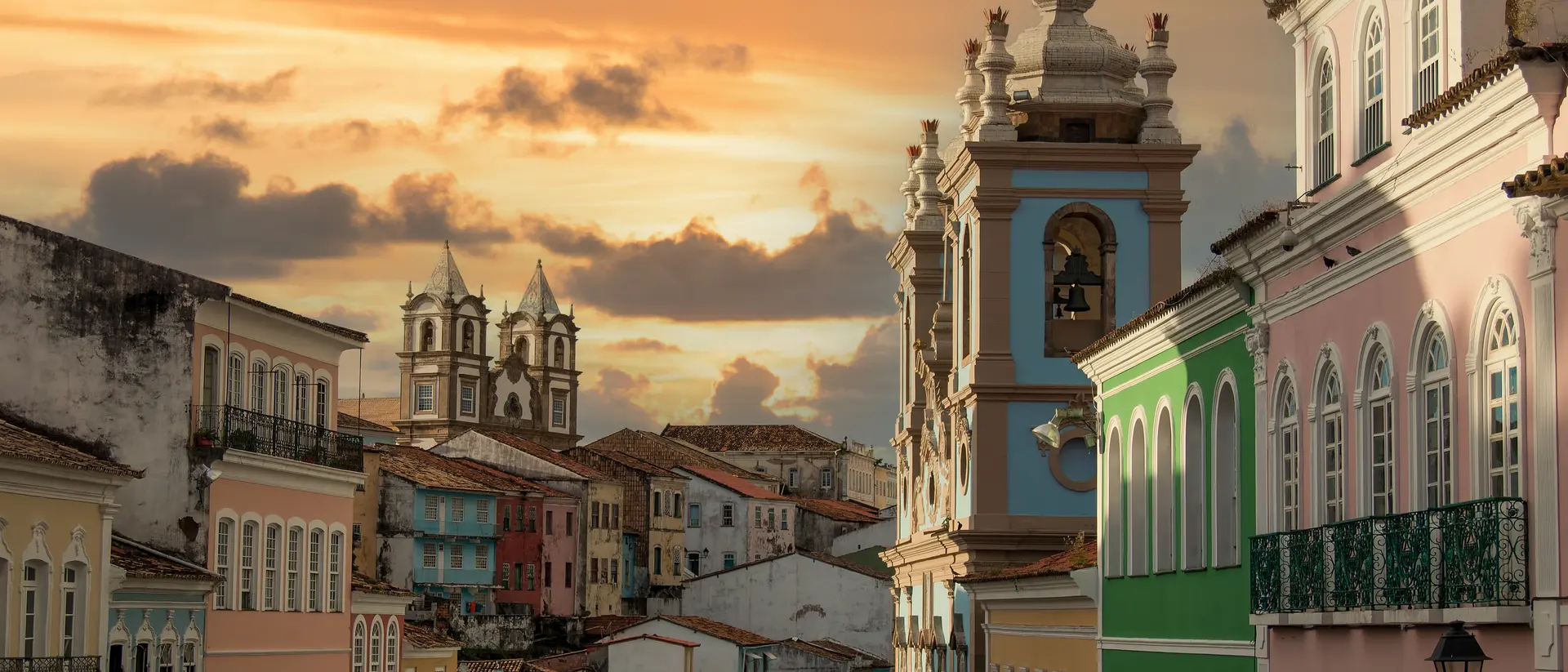 Pelourinho Colourful colonial style buildings in Pelourinho, the historic center of the city of Salvador Bahia Brazil