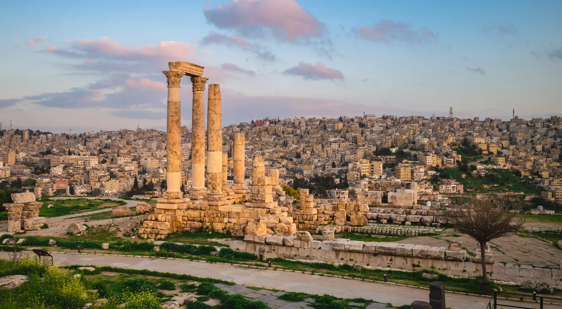 Temple of Hercules located on Amman Citadel in Amman, Jordan