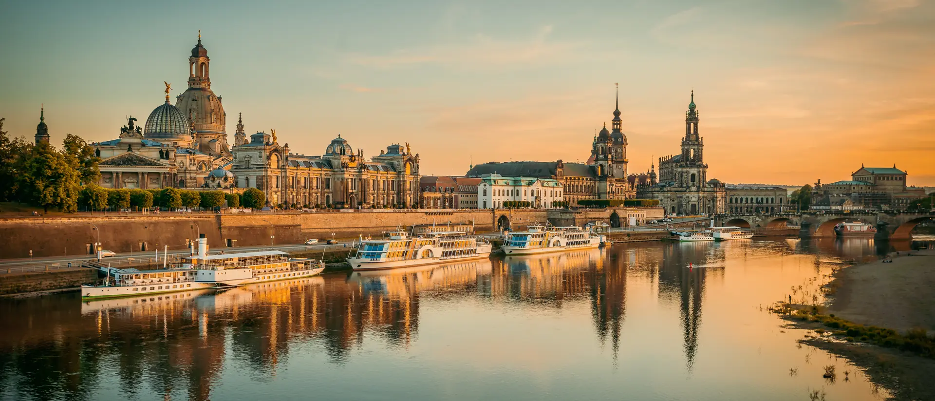 The old town of Dresden while sunset