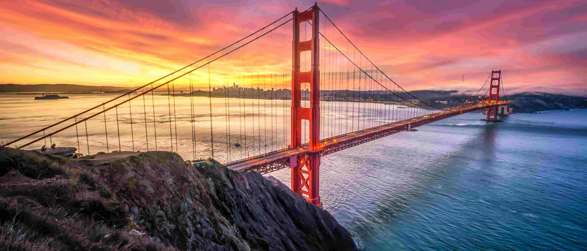 Awesome sunrise in Golden Gate Bridge, San Francisco, California, USA
