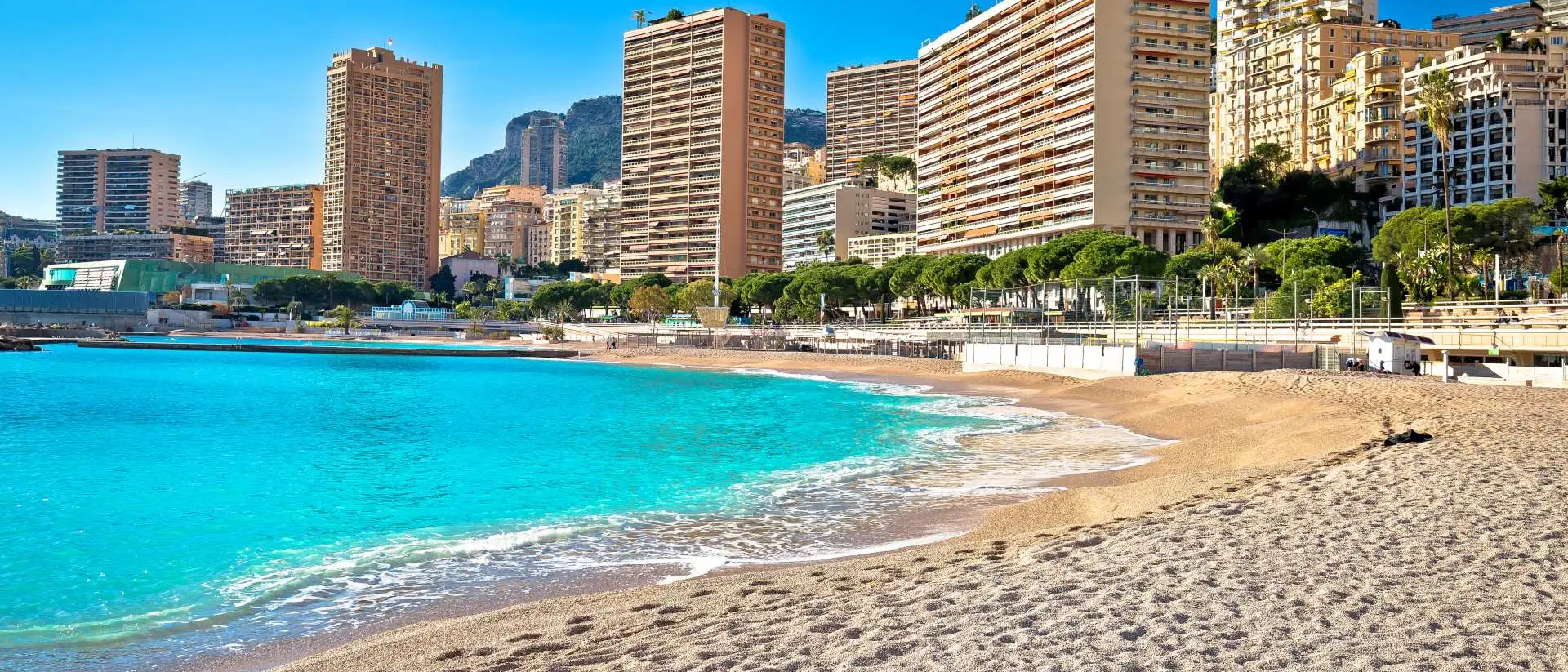 Monte Carlo Les Plages, Monaco Monte Carlo Les Plages skyline and emerald beach view