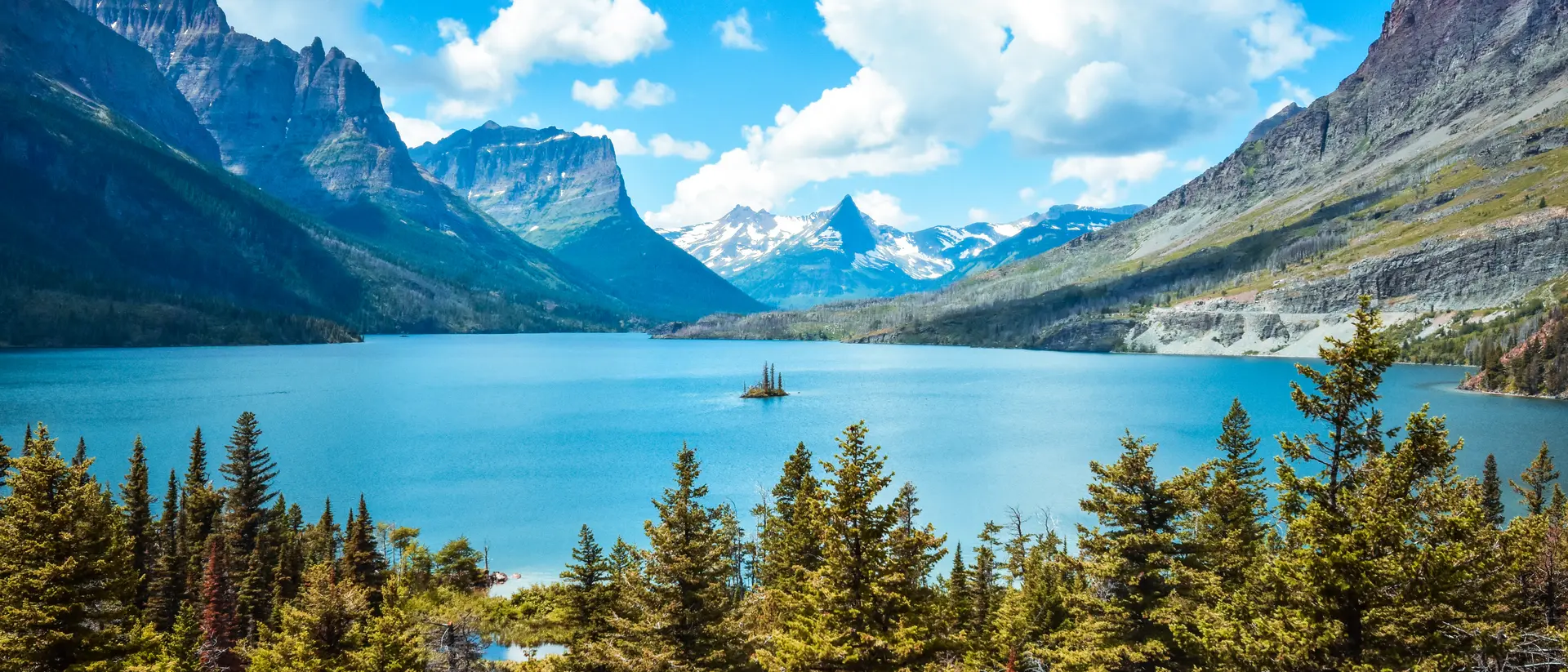 Glacier National Park, Montana Saint Mary Lake surrounded by the Rocky Mountains