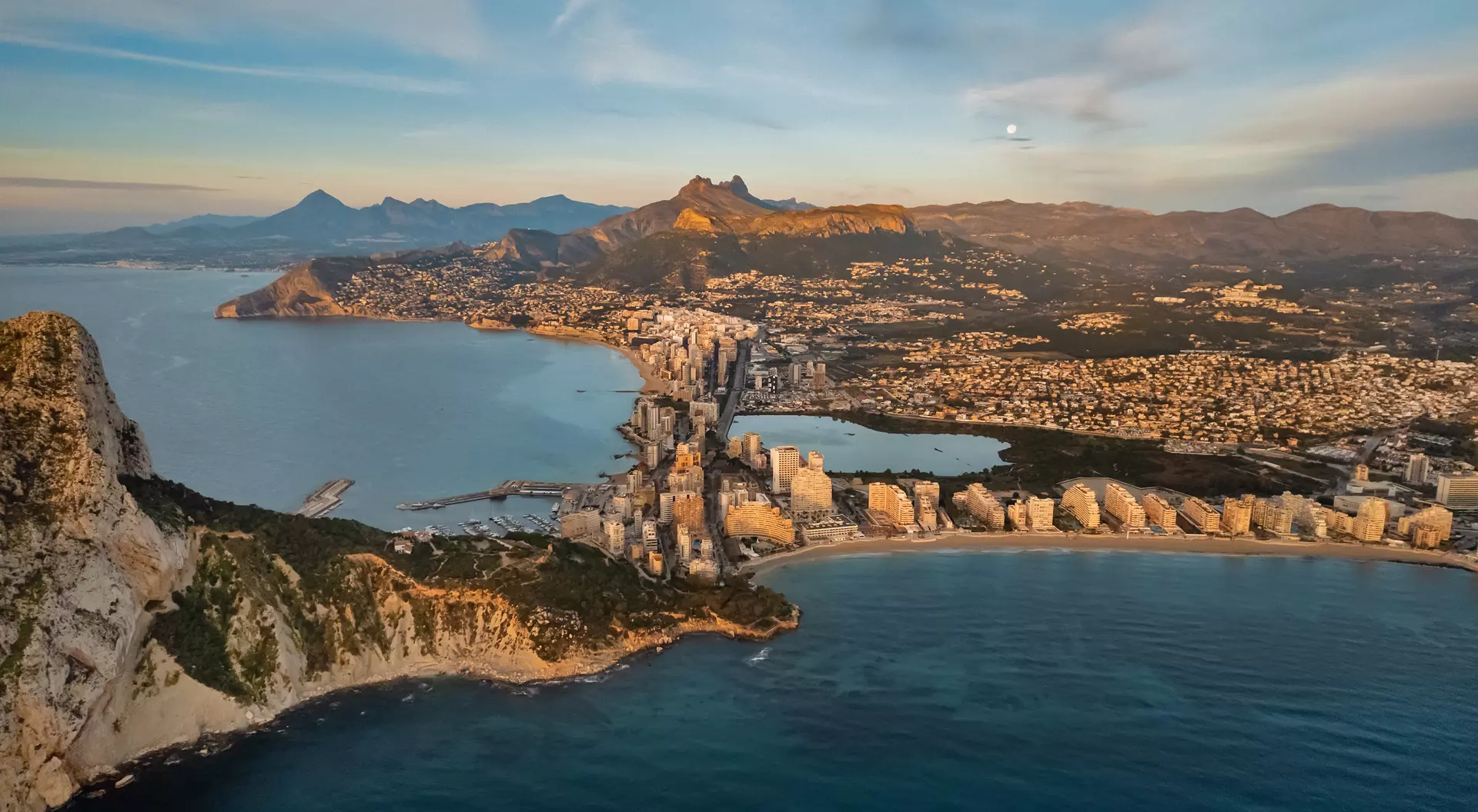 Alicante, Costa Blanca Aerial shot of rocky cliff Penyal d Ifac Natural Park, Province of Alicante, Costa Blanca. Spain