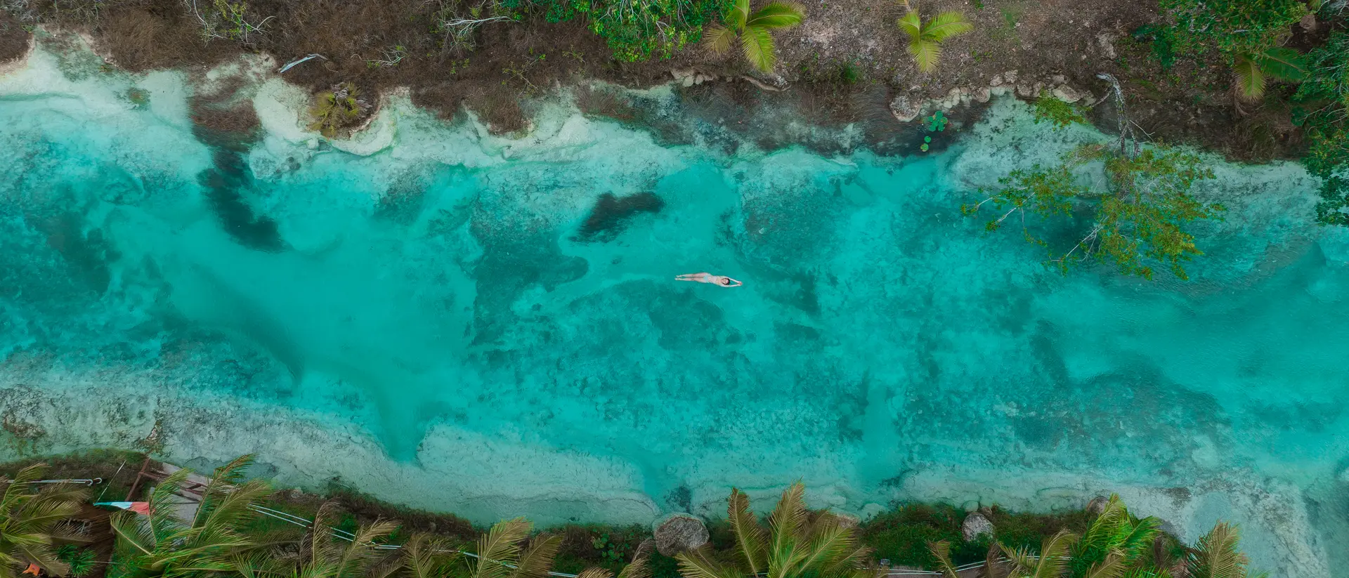Aerial view of stunning lagoon