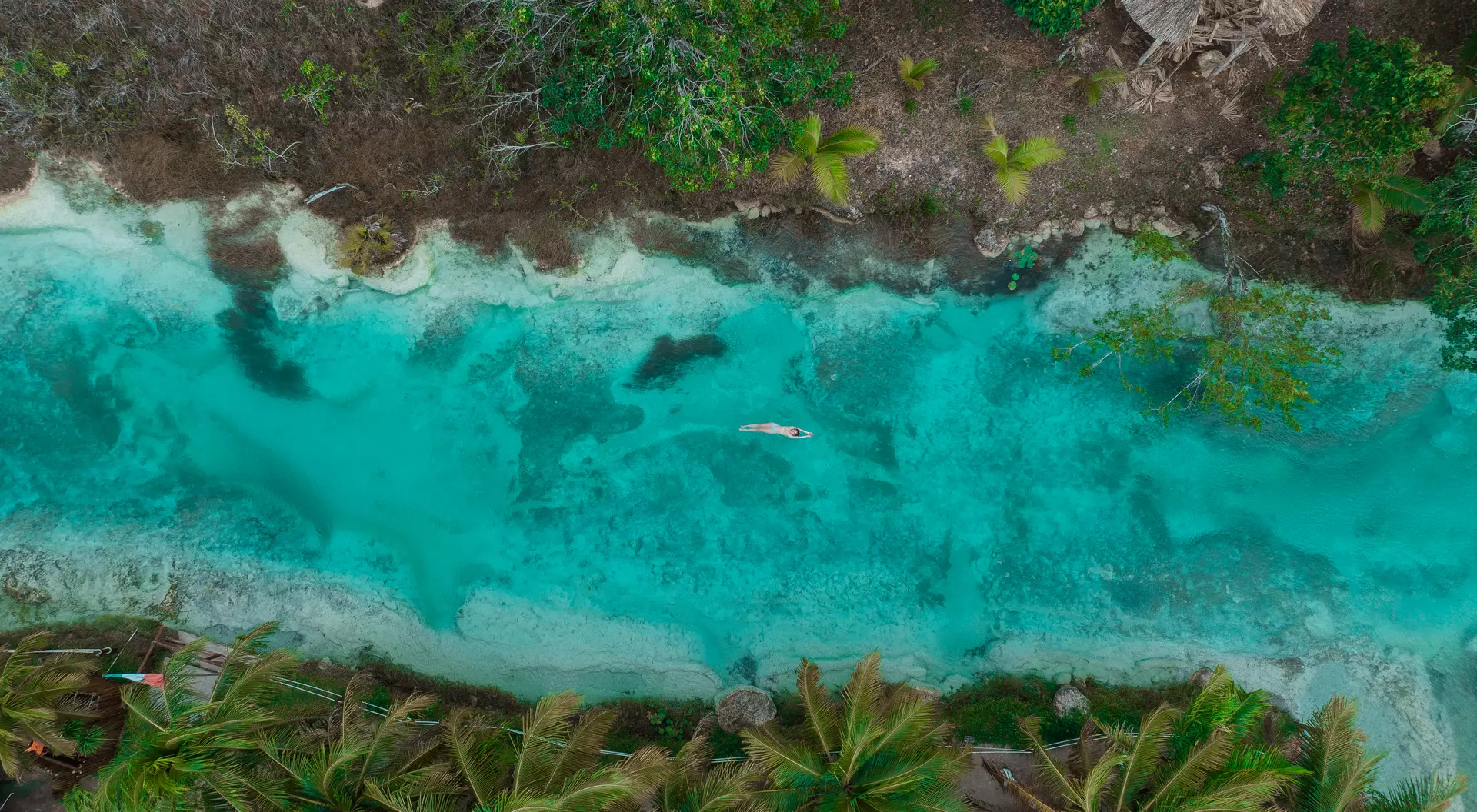 Aerial view of stunning lagoon
