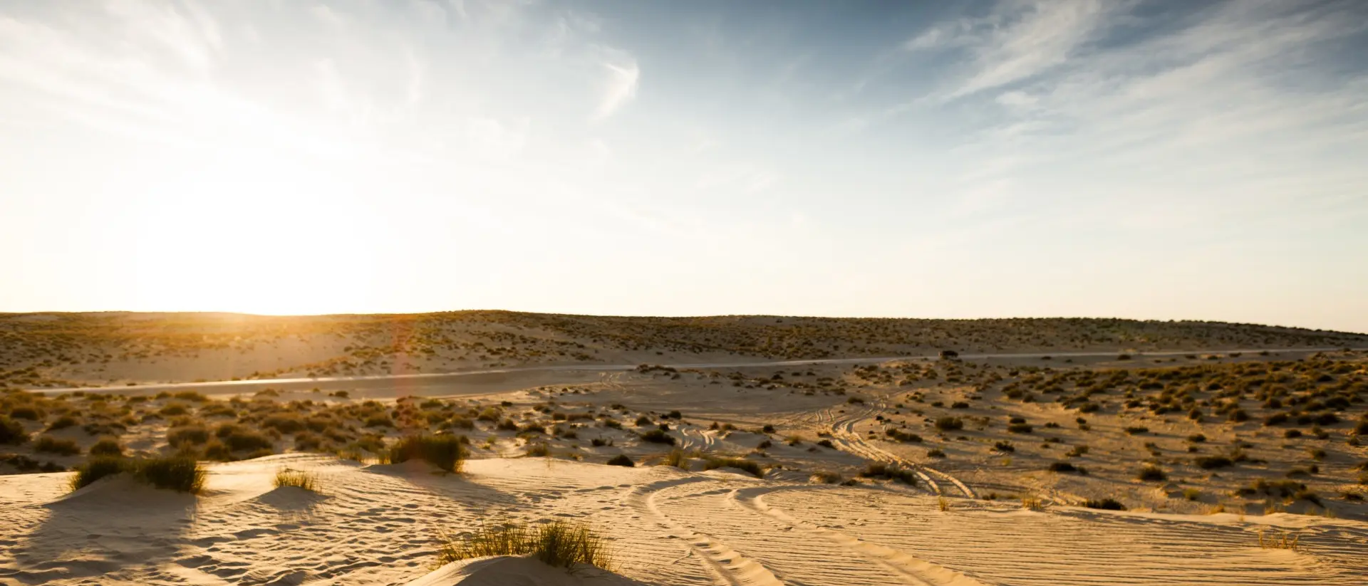 Sunset in Sahara desert near Douz in Tunisia