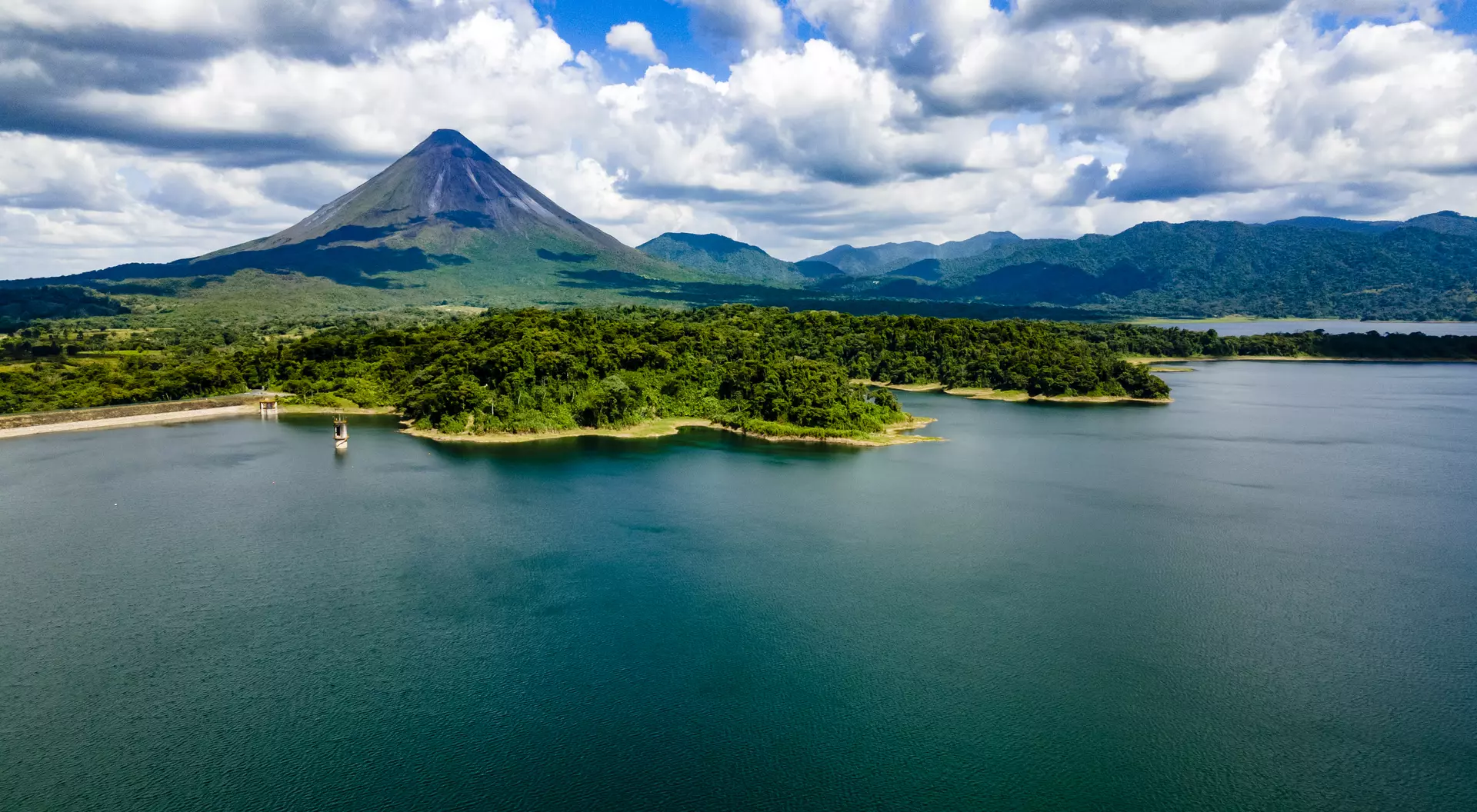 Arenal Lake sits at the base of the active Arenal Volcano.