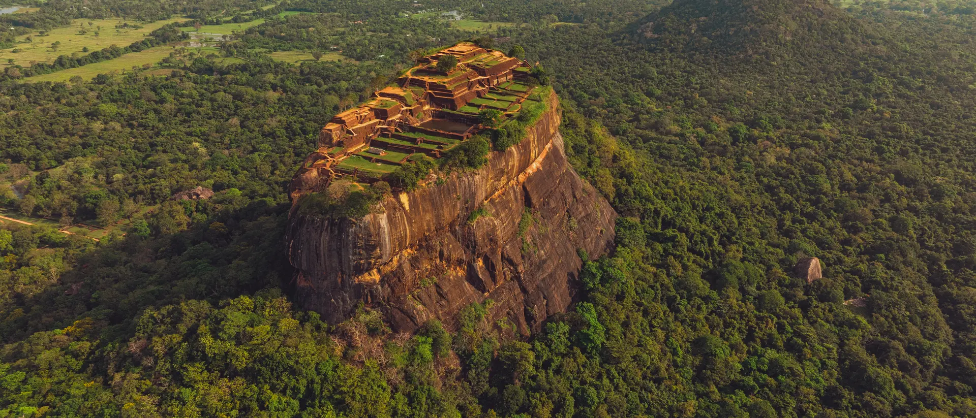 Sri Lanka Aerial drone view of Sigiriya Rock