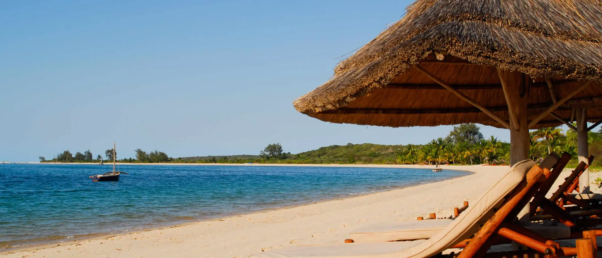 Resting beds on the coast of the idyllic island