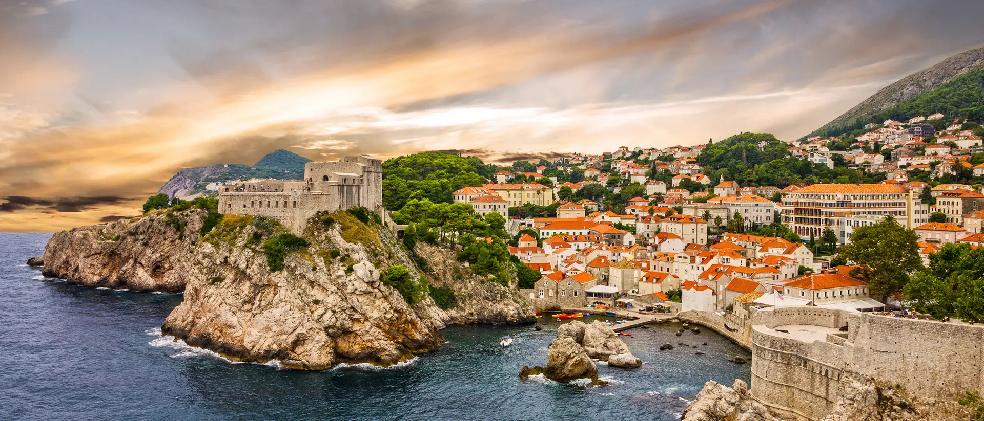 Dubrovnik Fortress Dubrovnik fortress cityscape at sunset