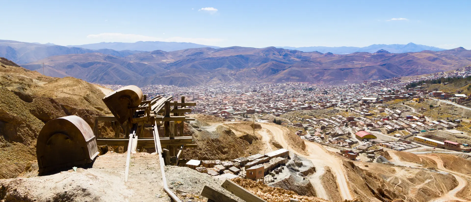 Cerro Rico de Potosí View from atop former silver mine overlooking Potosi, a historical mining city