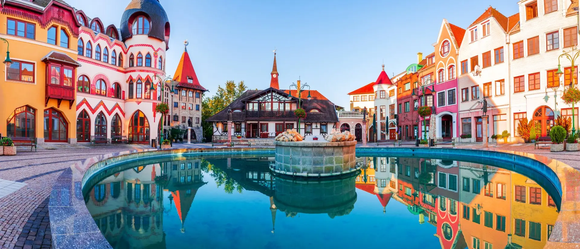 Panorama of historical architectural Courtyard of Europe in Komarno, Slovakia