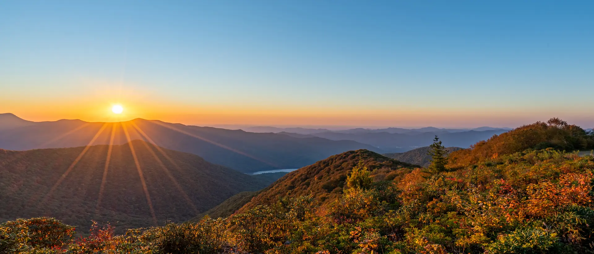 Fall Foliage of Pisgah National Forest with a Vibrant Sunrise on the Blue Ridge Parkway' Craggy Gardens