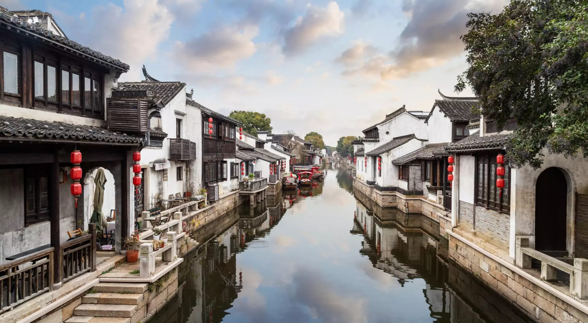 Jinghang Waterway Houses along the Suzhou Grand Canal, a section of the Grand Canal, the longest manmade watercourse