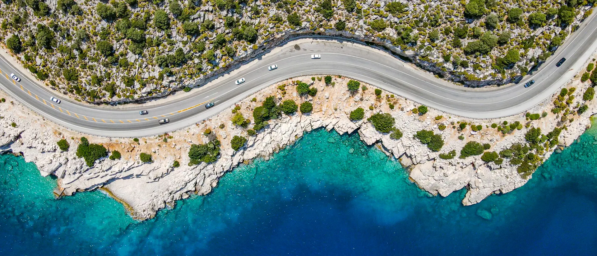 Antalya Finike Aerial view of the road with beautiful view by the sea in Antalya Finike
