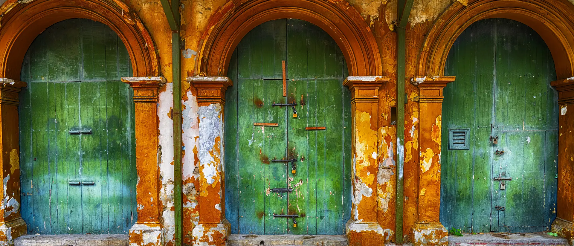 Old green doors In Cartagena Colombia's walled city