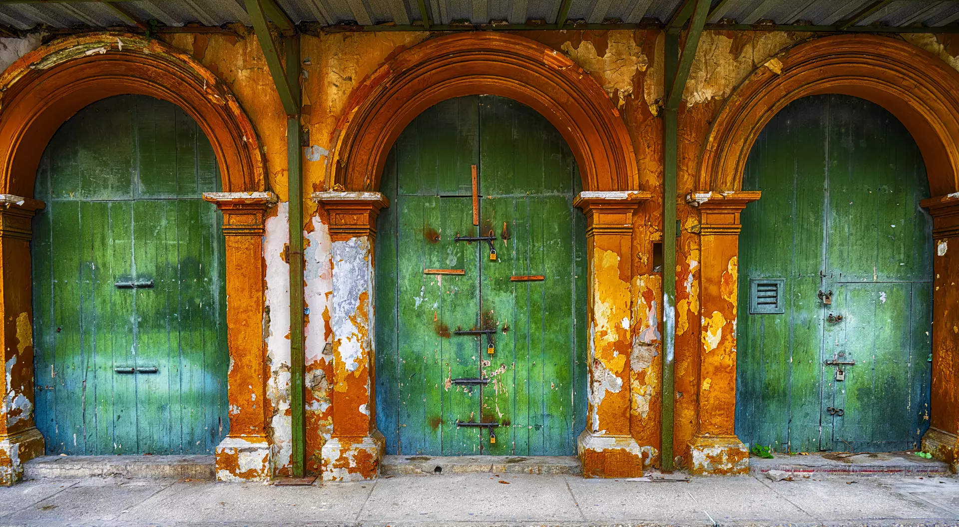 Cartagena, Colombia Old green doors In Cartagena Colombia's walled city