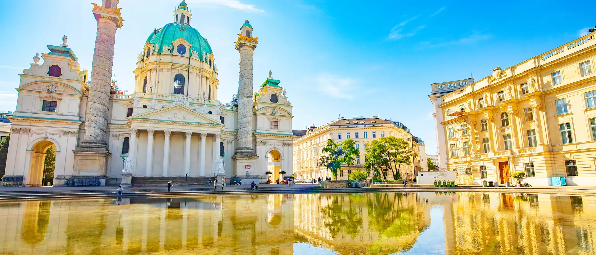 Scenic view of Charle's Church (Karlskirche) in Vienna old town