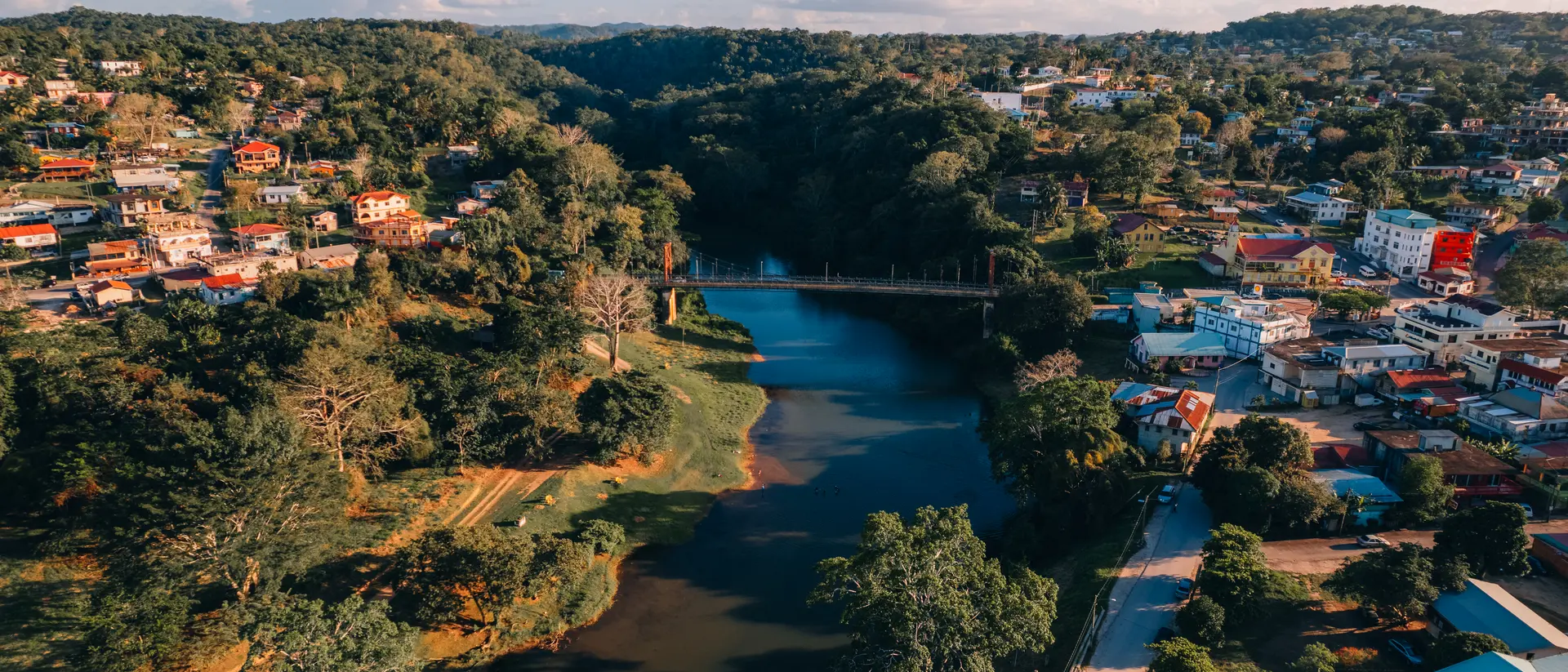 San Ignacio, Cayo District The towns of San Ignacio and Santa Elena are connected by a suspension bridge across the Macal River built in 1949