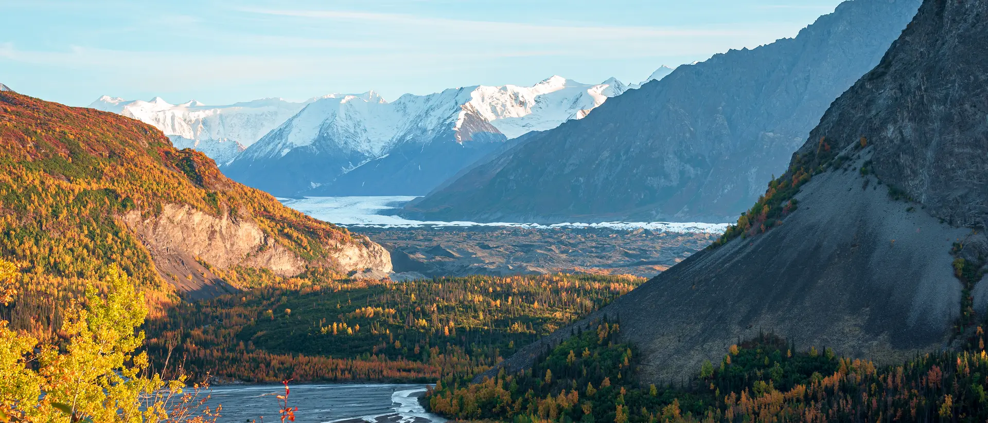 Matanuska River, United States View of Matanuska River from highway, in fall season