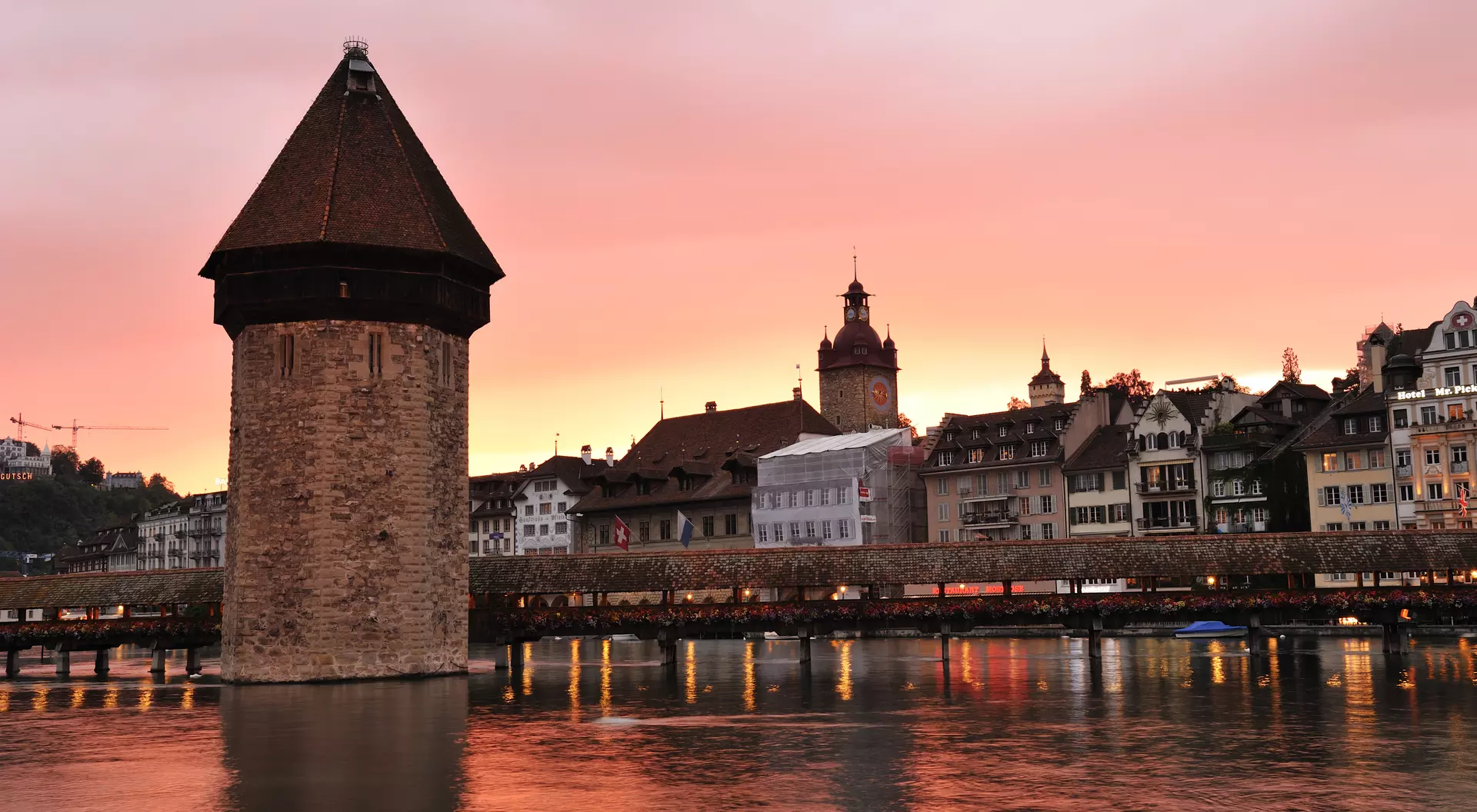 Lucerne, Switzerland Chapel at sunset