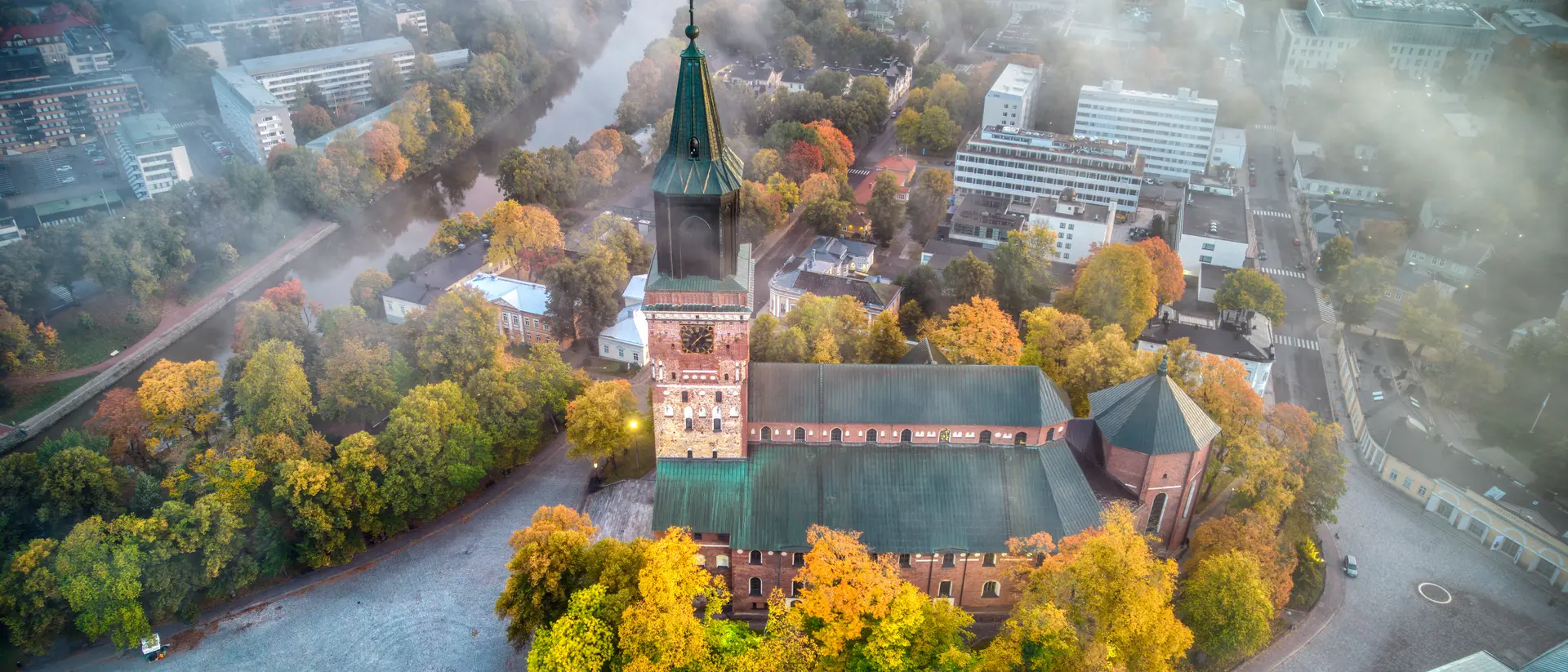 Turku Cathedral Aerial view of Turku Cathedral in the autumn