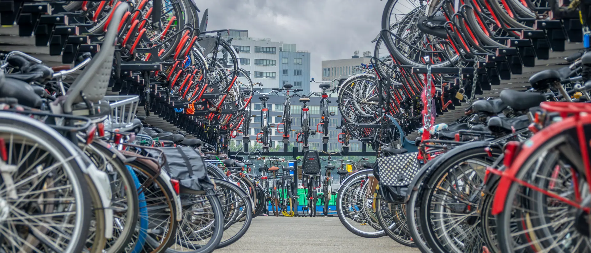 Amsterdam Central Station Lots of bicycles in a two-story bicycle parking area near Amsterdam Central Station