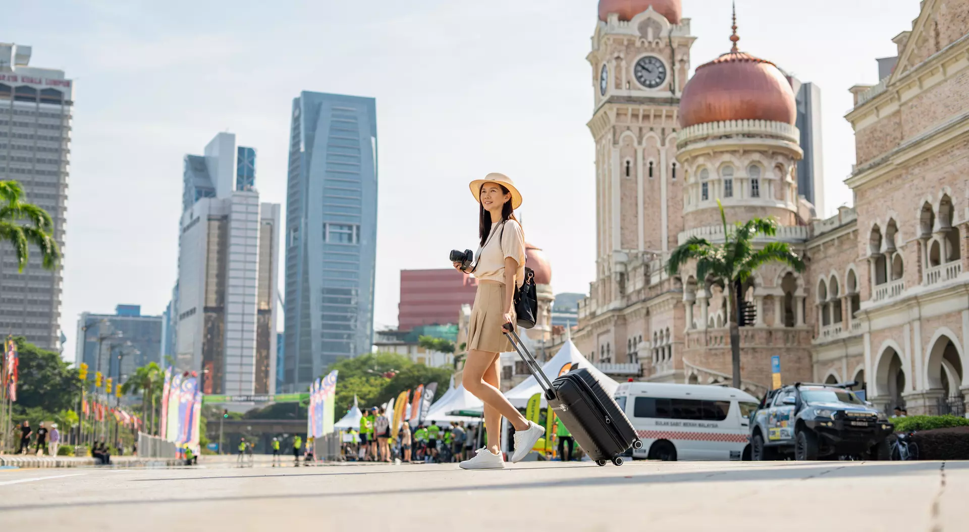 Tourist wandering around kuala lumpur.