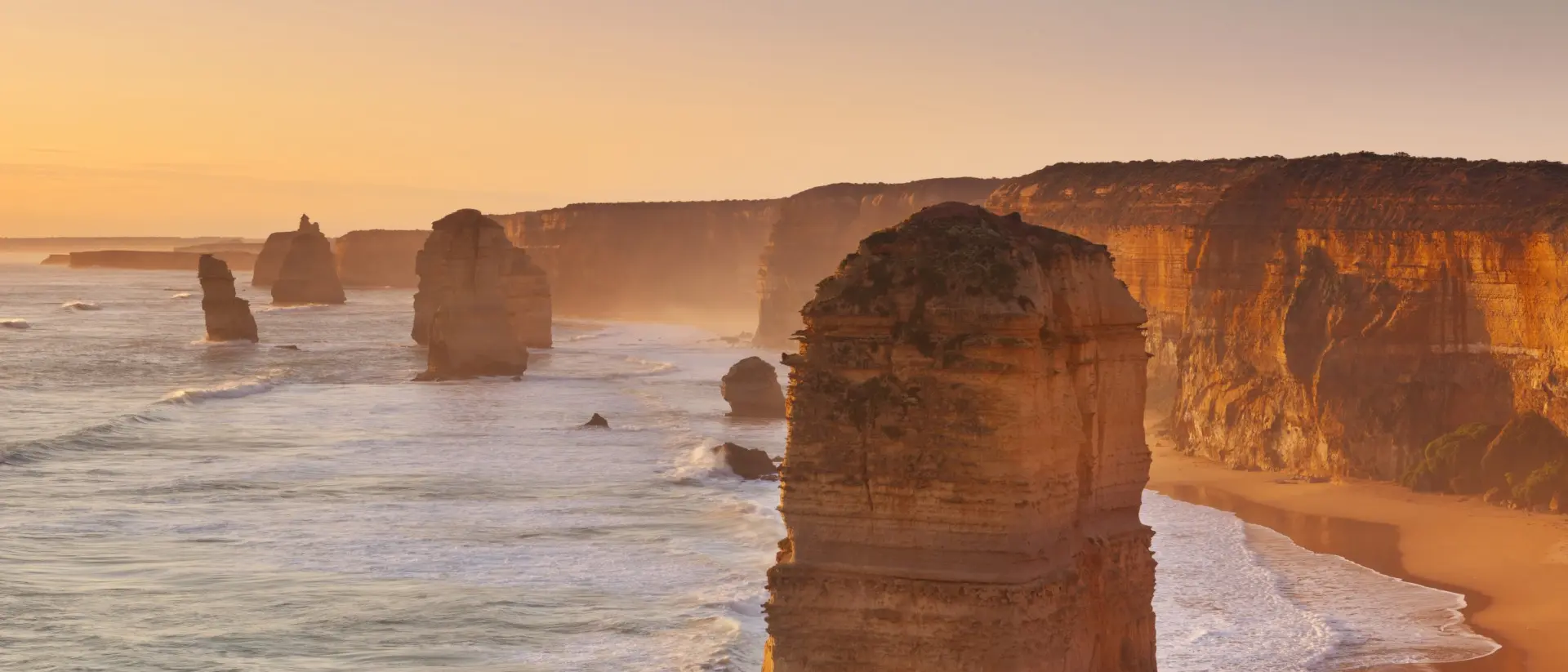 The Twelve Apostles in beautiful low sunlight along the Great Ocean Road