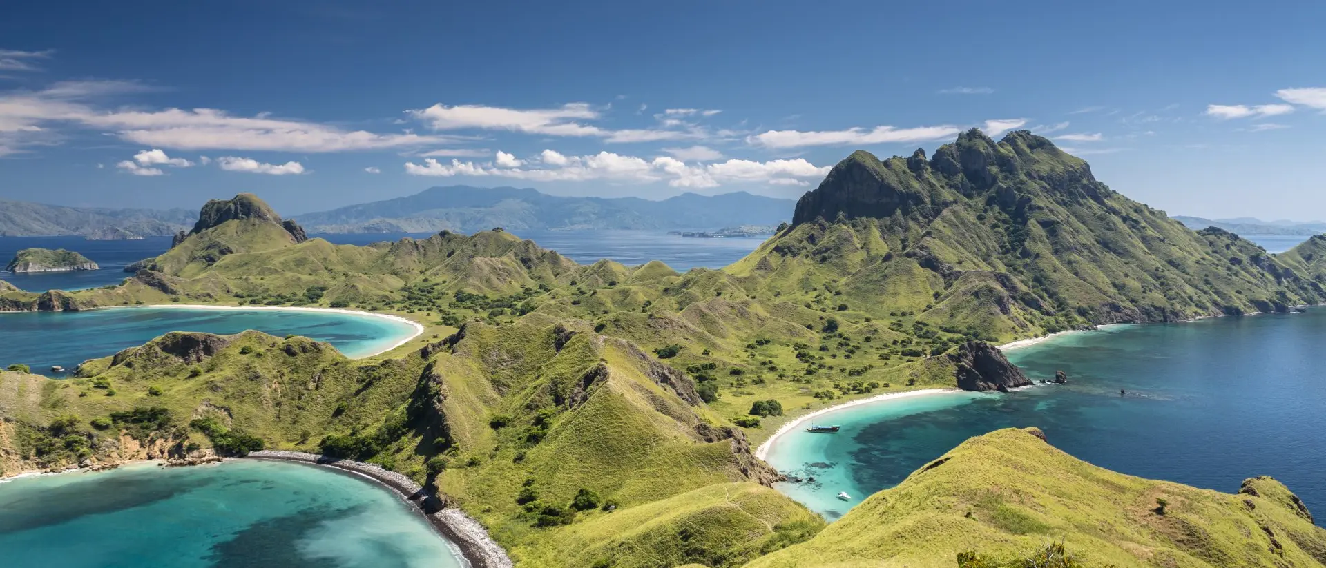 Komodo National Park, Pulau Padar, Komodo Island Aerial view of the island at the famous park known for it's namesake resident the Komodo Dragon