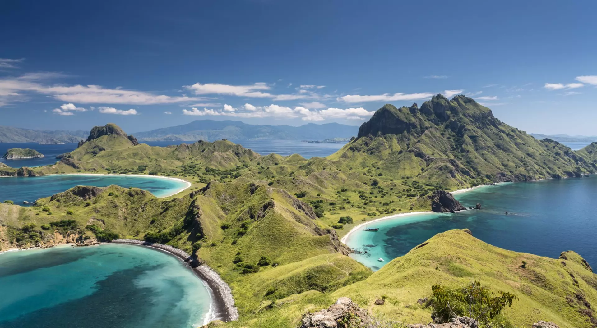 Komodo National Park, Pulau Padar, Komodo Island Aerial view of the island at the famous park known for it's namesake resident the Komodo Dragon